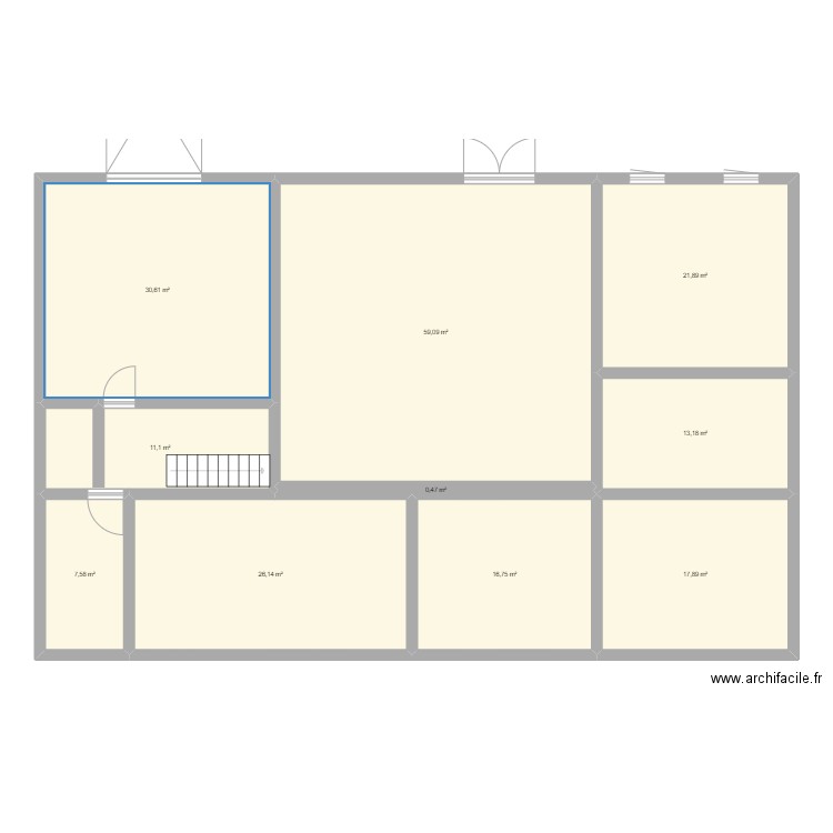 domicile. Plan de 10 pièces et 205 m2