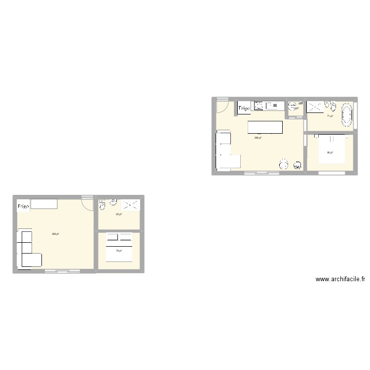 mini chalet. Plan de 7 pièces et 81 m2