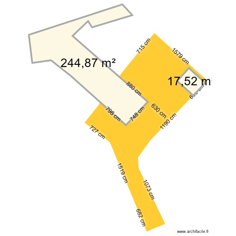 bc DP. Plan de 2 pièces et 262 m2