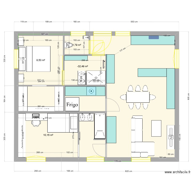 Bellet 7. Plan de 4 pièces et 29 m2