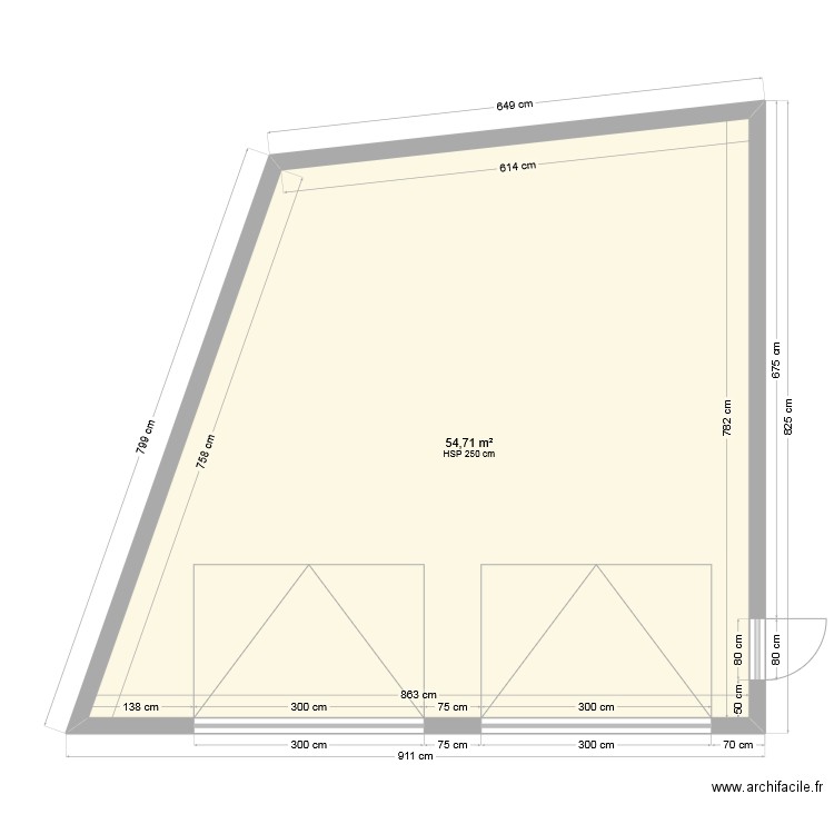 garage. Plan de 2 pièces et 109 m2