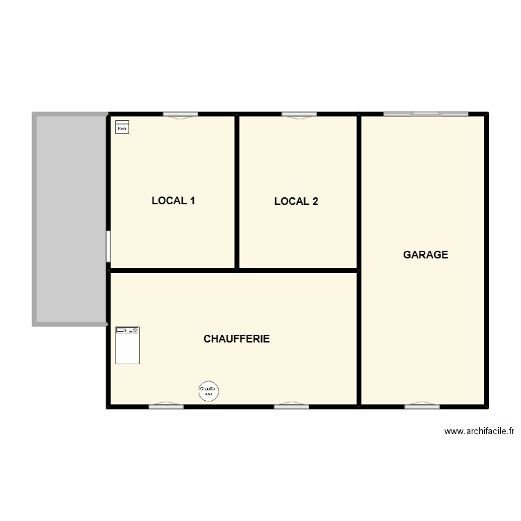 RDC BOUHANA. Plan de 5 pièces et 103 m2