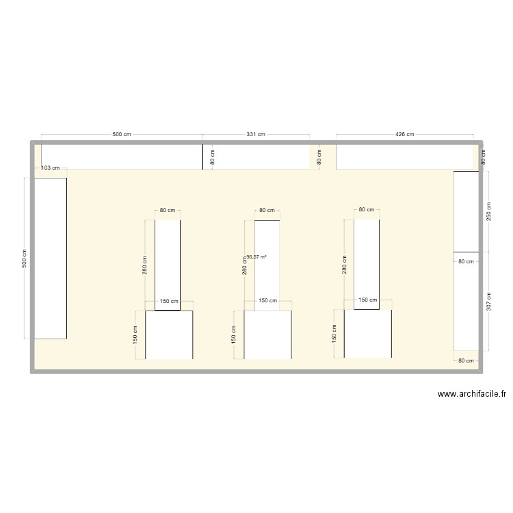 Amé ext. Plan de 1 pièce et 97 m2