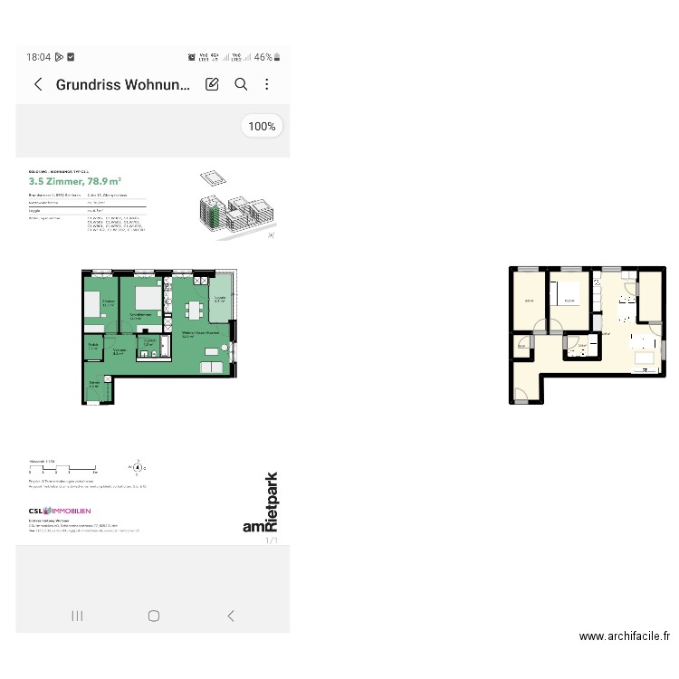 Schlieren. Plan de 5 pièces et 63 m2