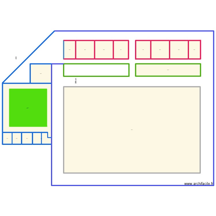 GYMNASE. Plan de 17 pièces et 3280 m2