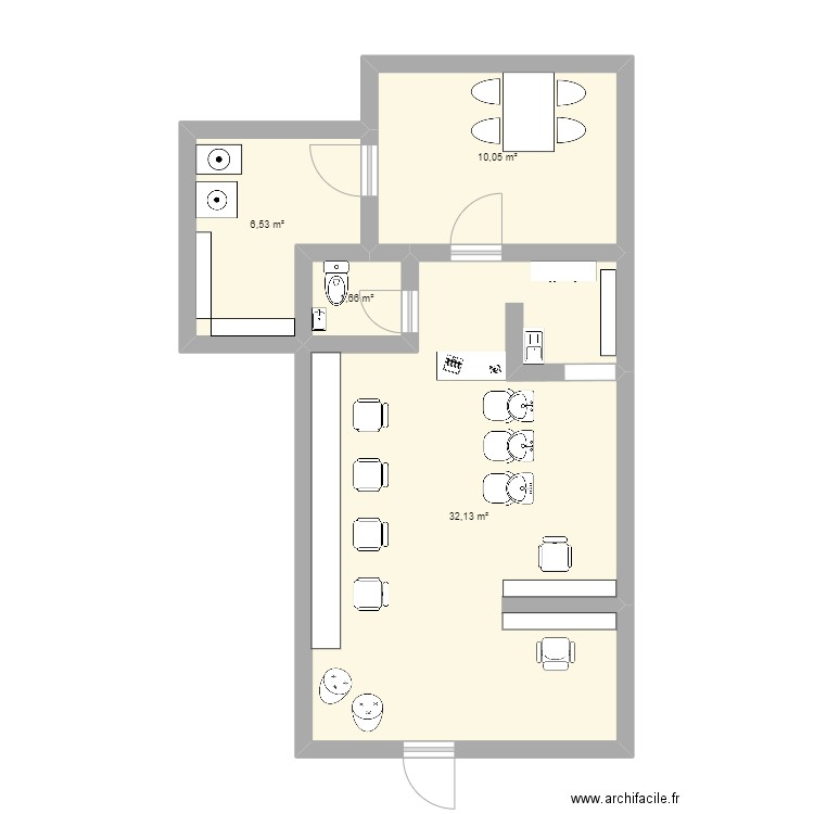 my salon. Plan de 4 pièces et 50 m2