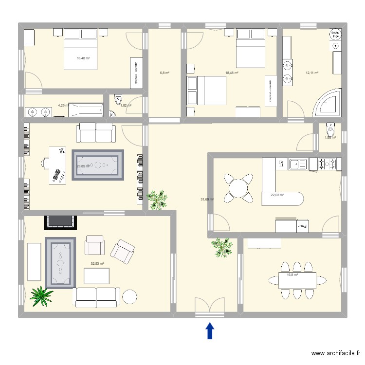 RANCH TEXAS. Plan de 12 pièces et 188 m2