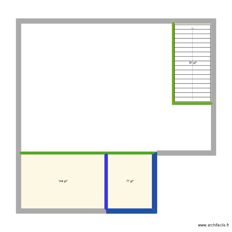 sous sol 2. Plan de 3 pièces et 29 m2