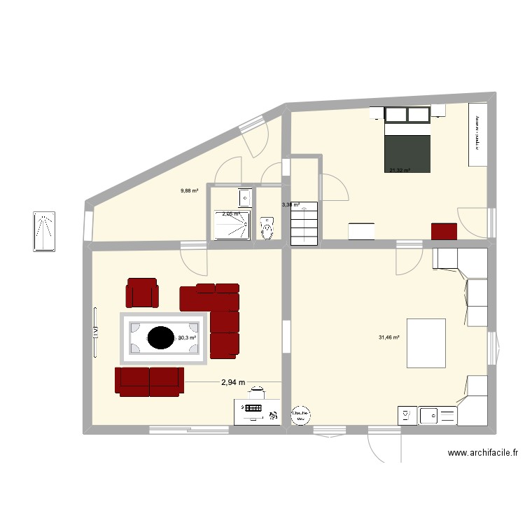 TRIAIZE. Plan de 6 pièces et 98 m2