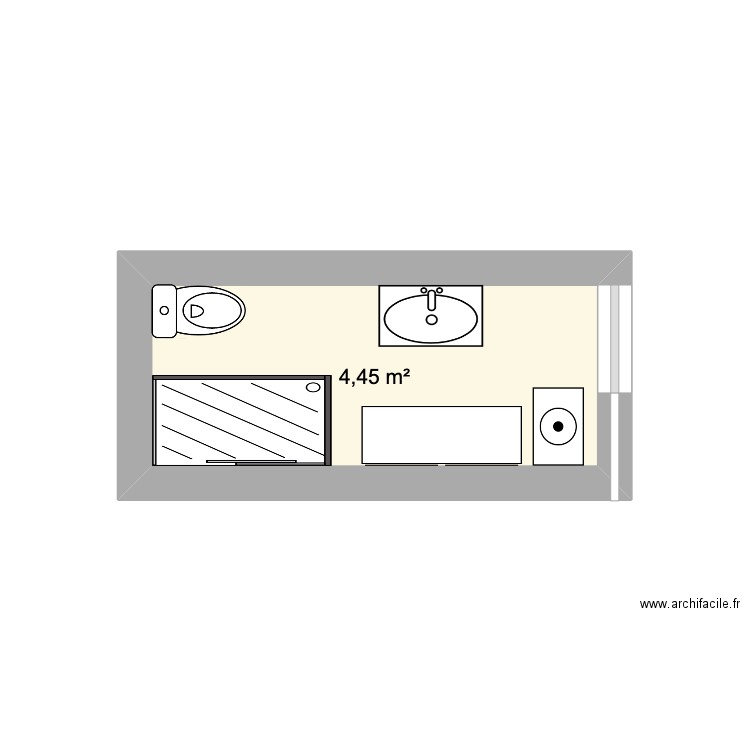 sub. Plan de 1 pièce et 4 m2