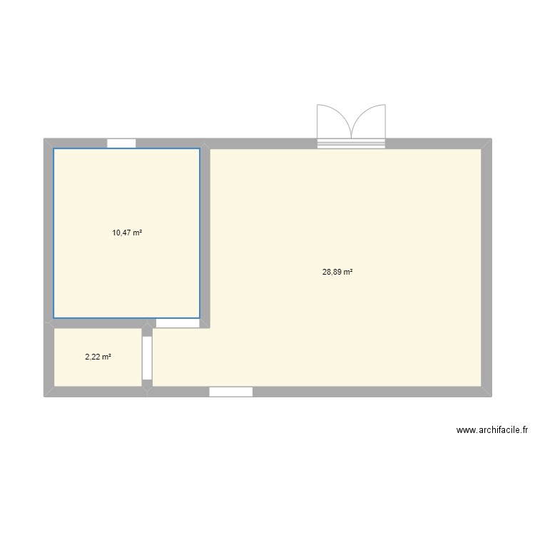 Samei Imo. Plan de 3 pièces et 42 m2