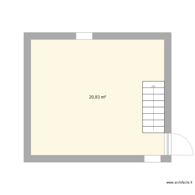 RDC M2. Plan de 1 pièce et 21 m2