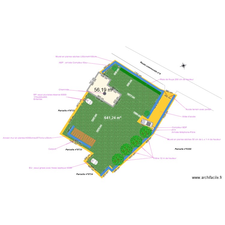 plan de masse (avant travaux). Plan de 1 pièce et 56 m2