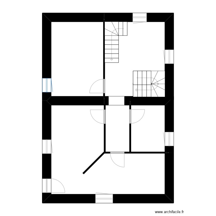 R+1. Plan de 3 pièces et 46 m2