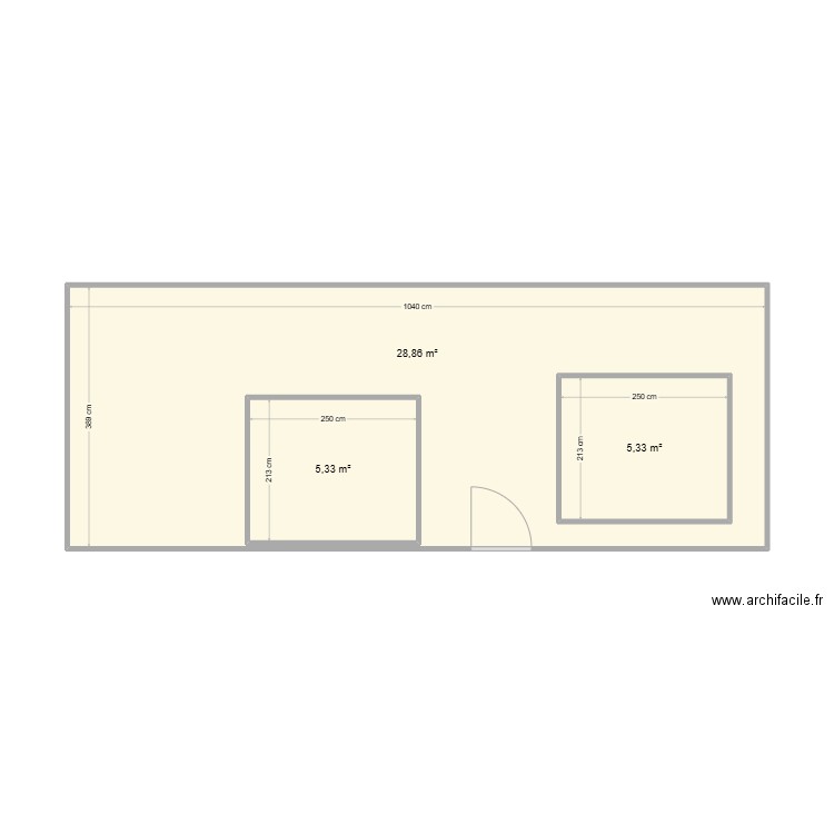 facade. Plan de 3 pièces et 51 m2