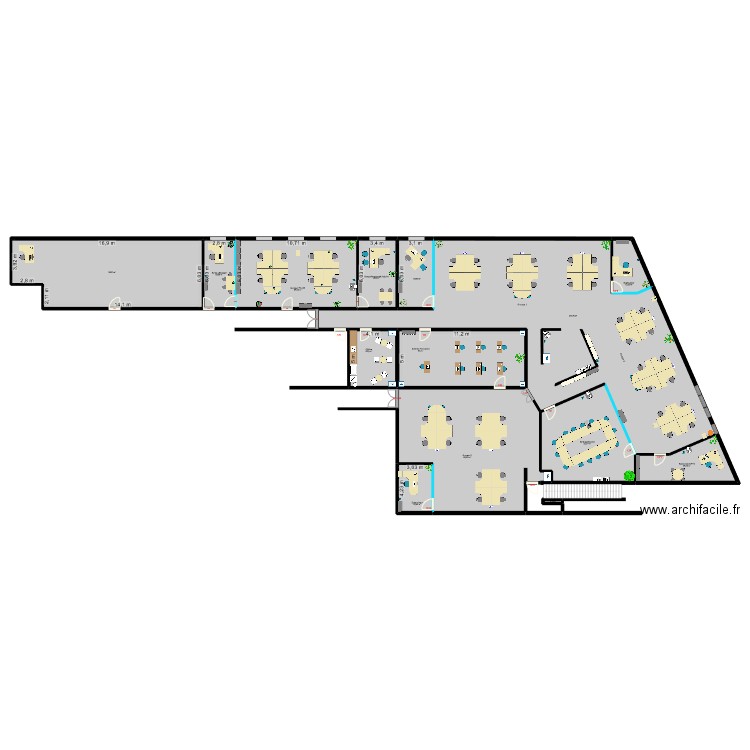 Plan PFS 2. Plan de 14 pièces et 792 m2