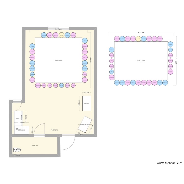 PLAN 1 CARRE. Plan de 2 pièces et 73 m2