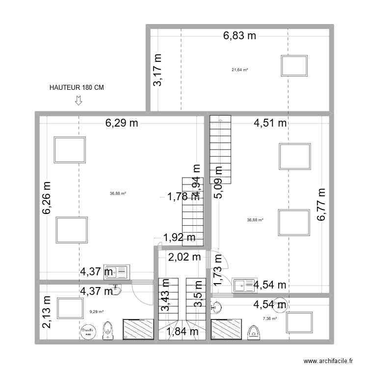 PLAN etage 2 Tabac. Plan de 5 pièces et 112 m2