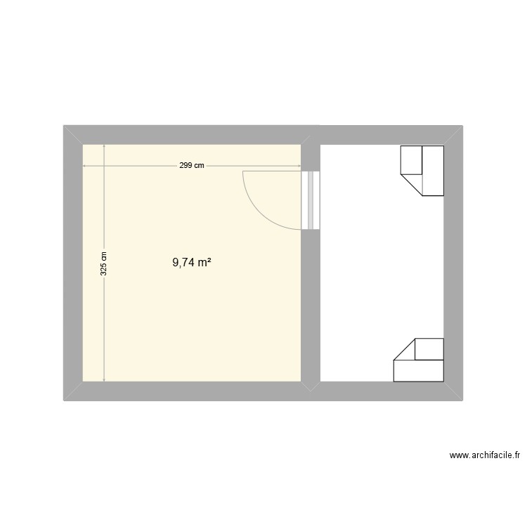 rangements. Plan de 1 pièce et 10 m2