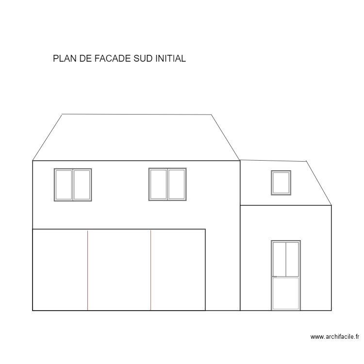 Façade sud. Plan de 0 pièce et 0 m2