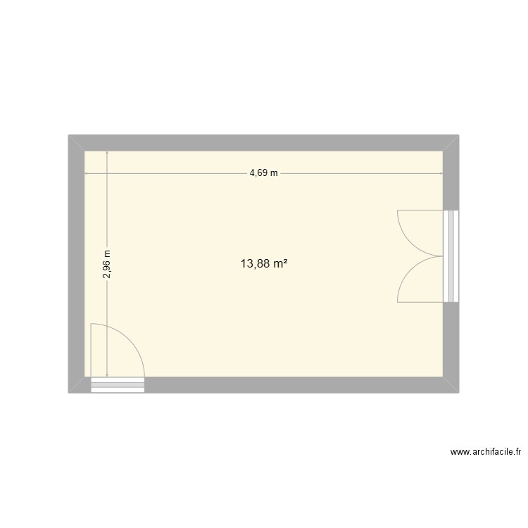 CUISINE CRS DE ROME. Plan de 1 pièce et 14 m2