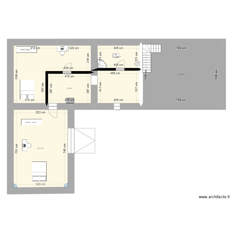 labastide V3 etage. Plan de 5 pièces et 142 m2