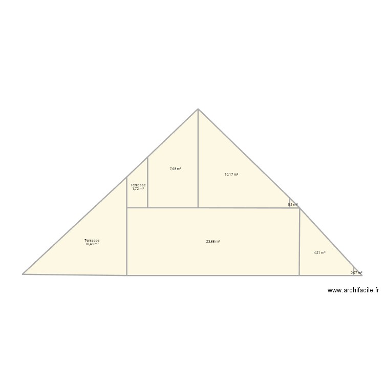 Coupe A603. Plan de 8 pièces et 58 m2