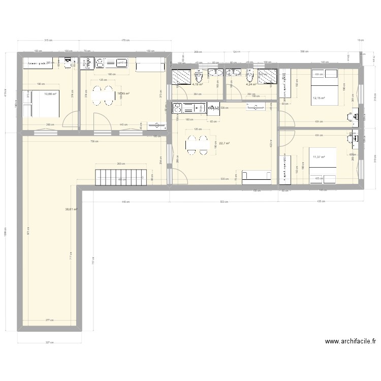 Plan complet R do outeiro N7 Rez do chao. Plan de 18 pièces et 242 m2