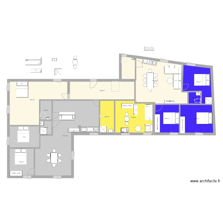 OPHTALM 4. Plan de 14 pièces et 199 m2