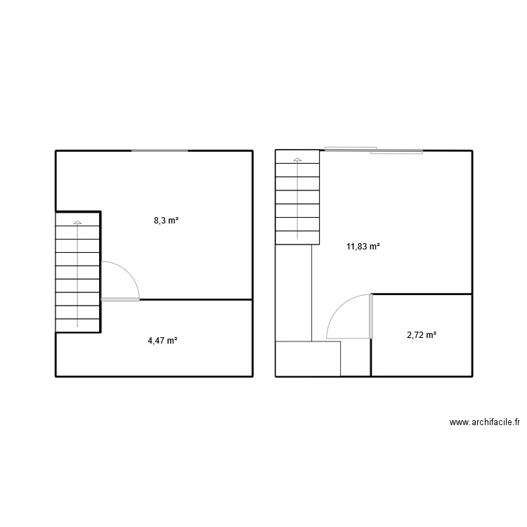 Maison. Plan de 4 pièces et 27 m2