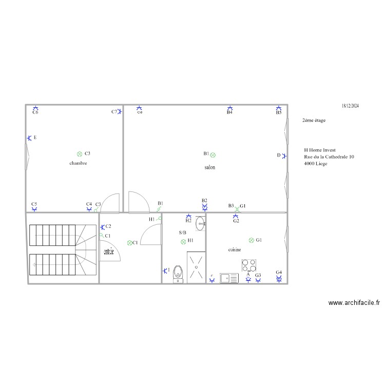 cathedral2. Plan de 6 pièces et 68 m2