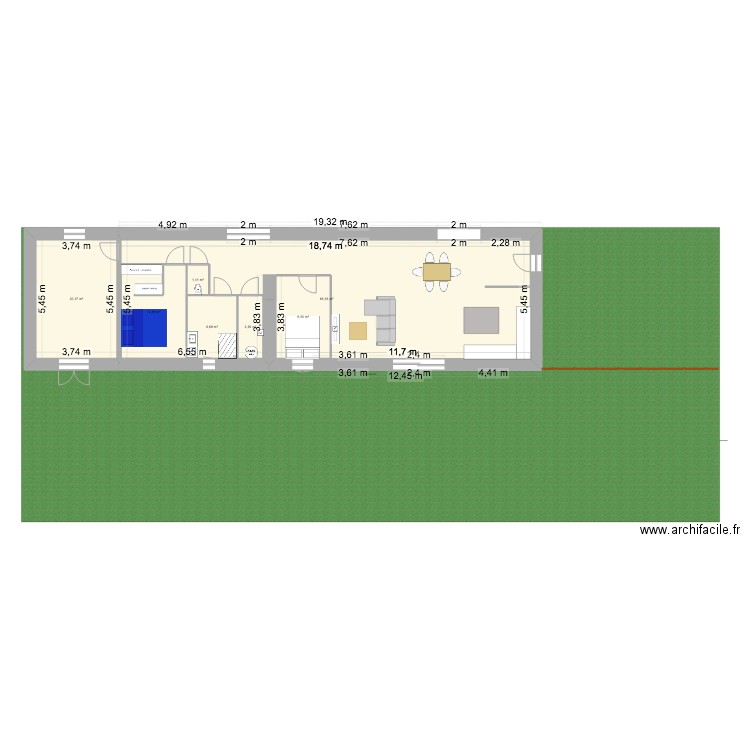 MAISON NDDL V2. Plan de 7 pièces et 155 m2