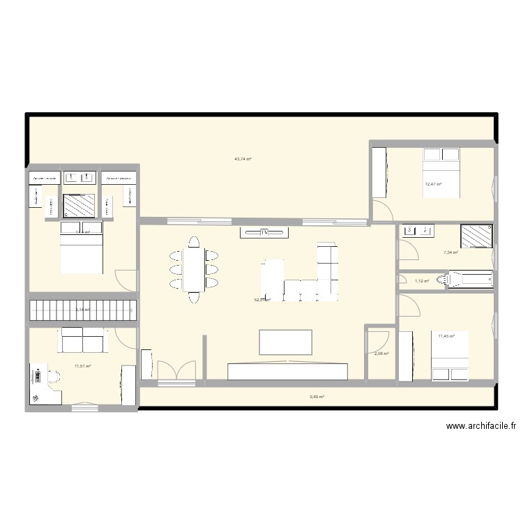 Projet. Plan de 11 pièces et 172 m2