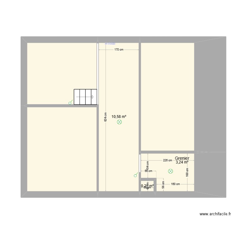 M1 Combles technique. Plan de 6 pièces et 42 m2