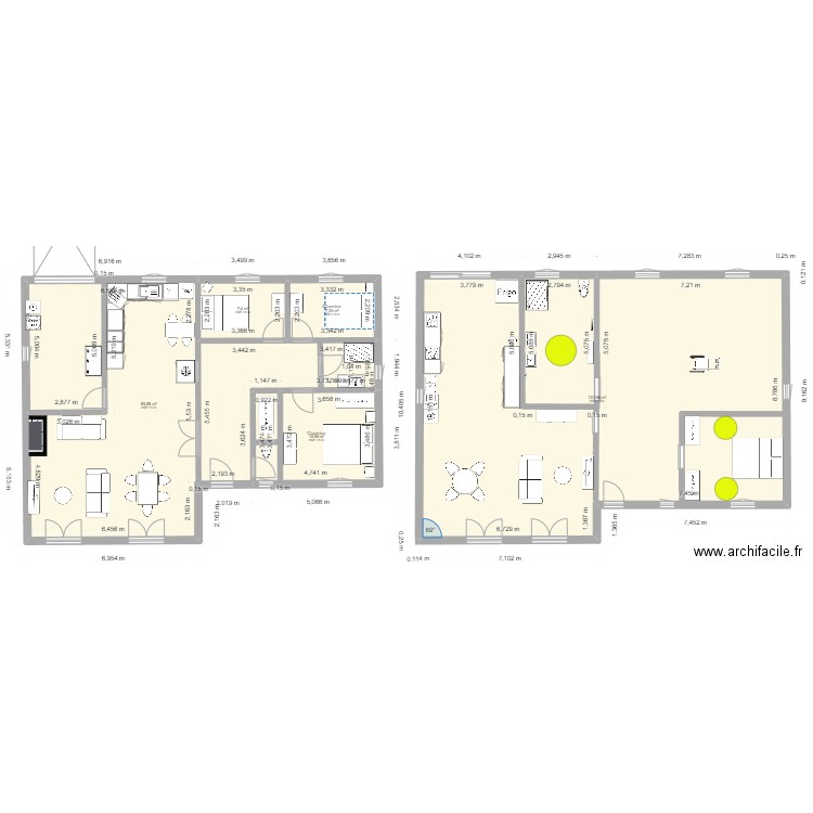 PMR. Plan de 5 pièces et 246 m2