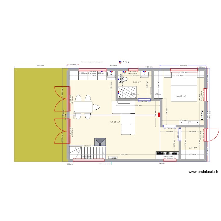 ЕБ 5 гхвс. Plan de 10 pièces et 97 m2