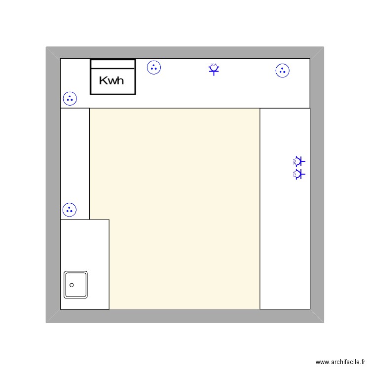 Foodtruck électricité. Plan de 1 pièce et 22 m2