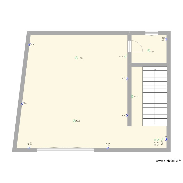 giu fin . Plan de 2 pièces et 77 m2