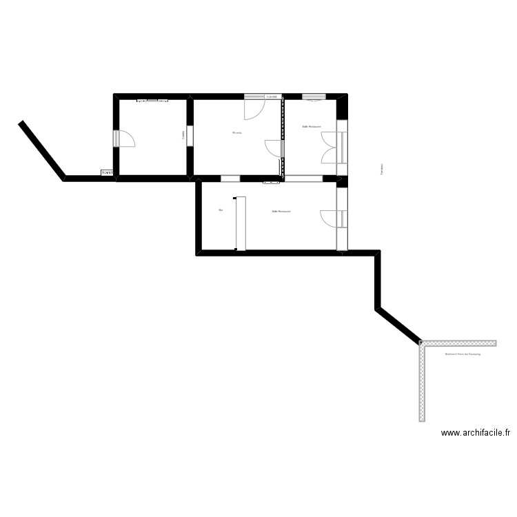 Les MANADES / Restaurant 1. Plan de 4 pièces et 59 m2