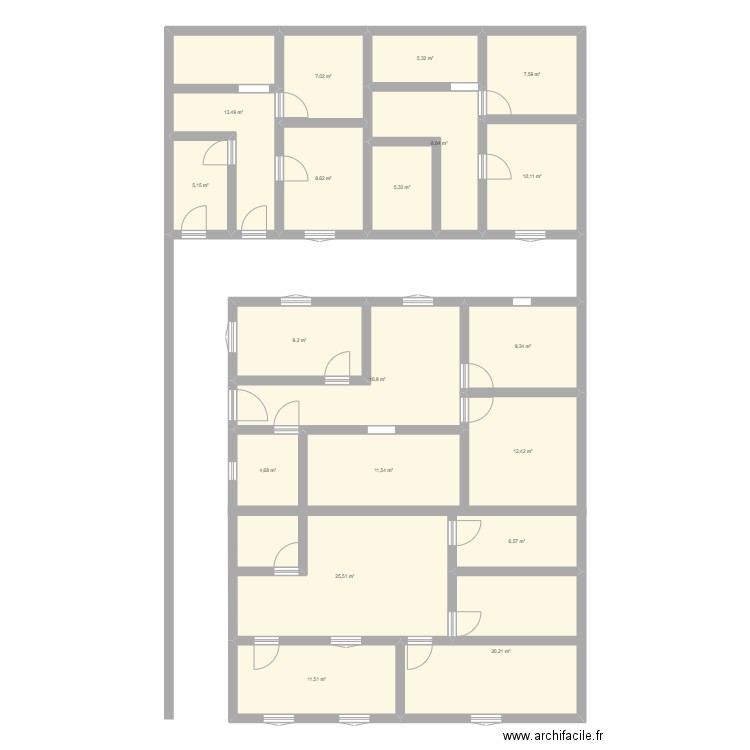 mmcri. Plan de 19 pièces et 199 m2