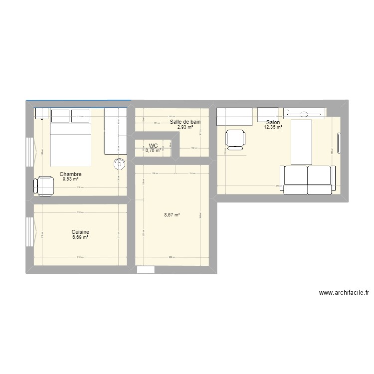 Appart Pierro . Plan de 6 pièces et 41 m2