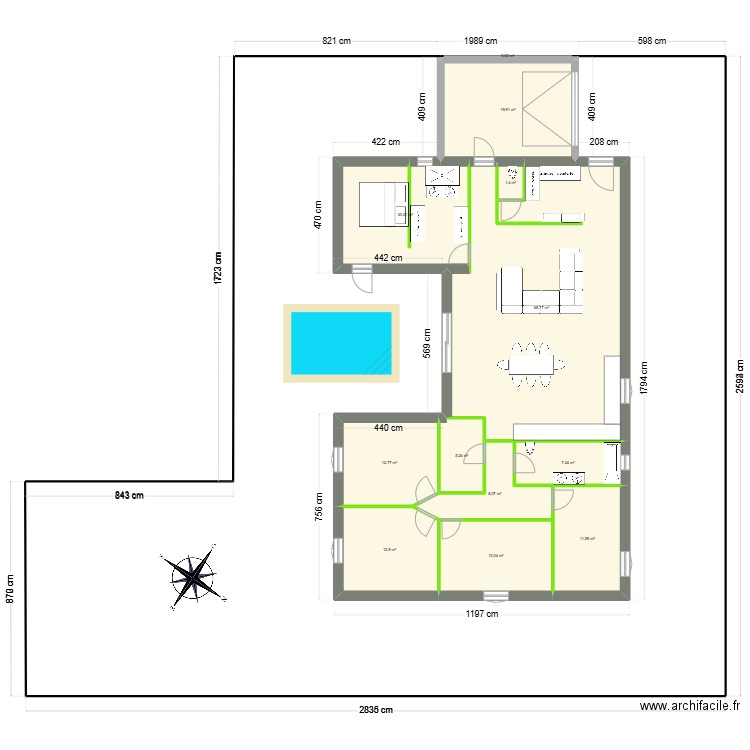 terrain aucamville 3. Plan de 12 pièces et 182 m2