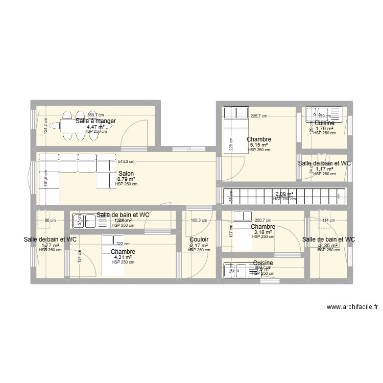 plan de la maison de oncle. Plan de 13 pièces et 41 m2