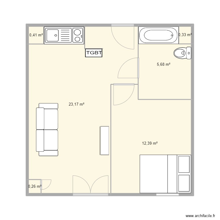 appart 2025 bon. Plan de 6 pièces et 42 m2