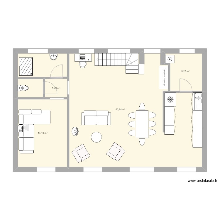 seignelay. Plan de 4 pièces et 85 m2