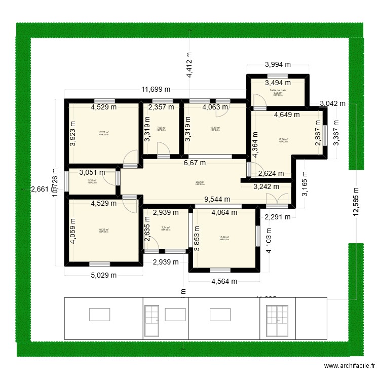 Al ka  papy. Plan de 10 pièces et 136 m2