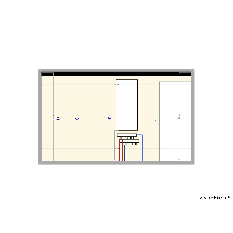 mur est. Plan de 1 pièce et 8 m2