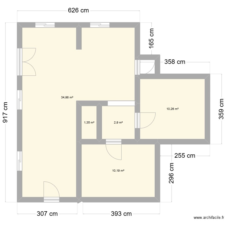 Cameroun. Plan de 5 pièces et 60 m2