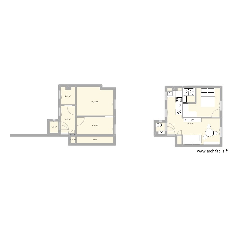 appartement Demours. Plan de 13 pièces et 56 m2