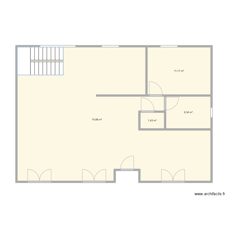 RDC Maison. Plan de 4 pièces et 93 m2